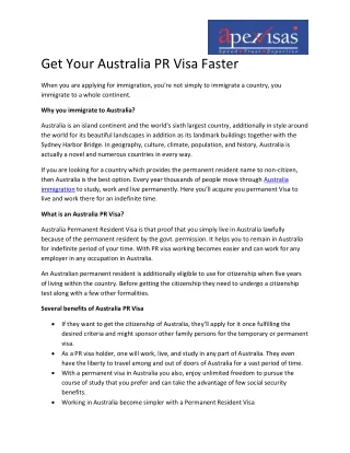 Get Your Australia PR Visa Faster