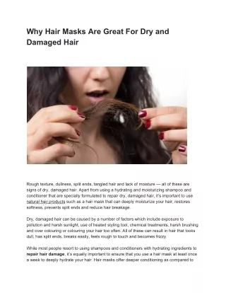 Why Hair Masks Are Great For Dry and Damaged Hair