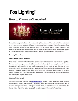 How to Choose a Chandelier?