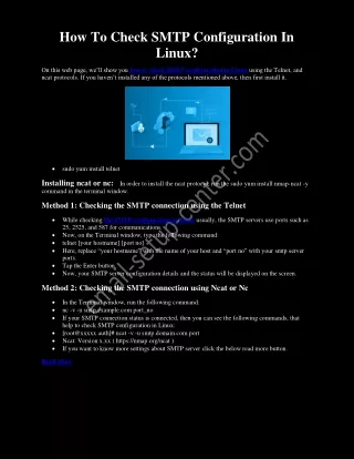 how to check smtp configuration in linux