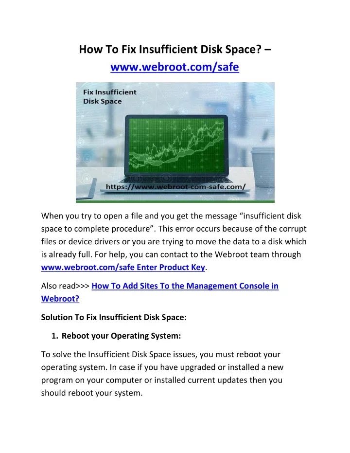 how to fix insufficient disk space www webroot