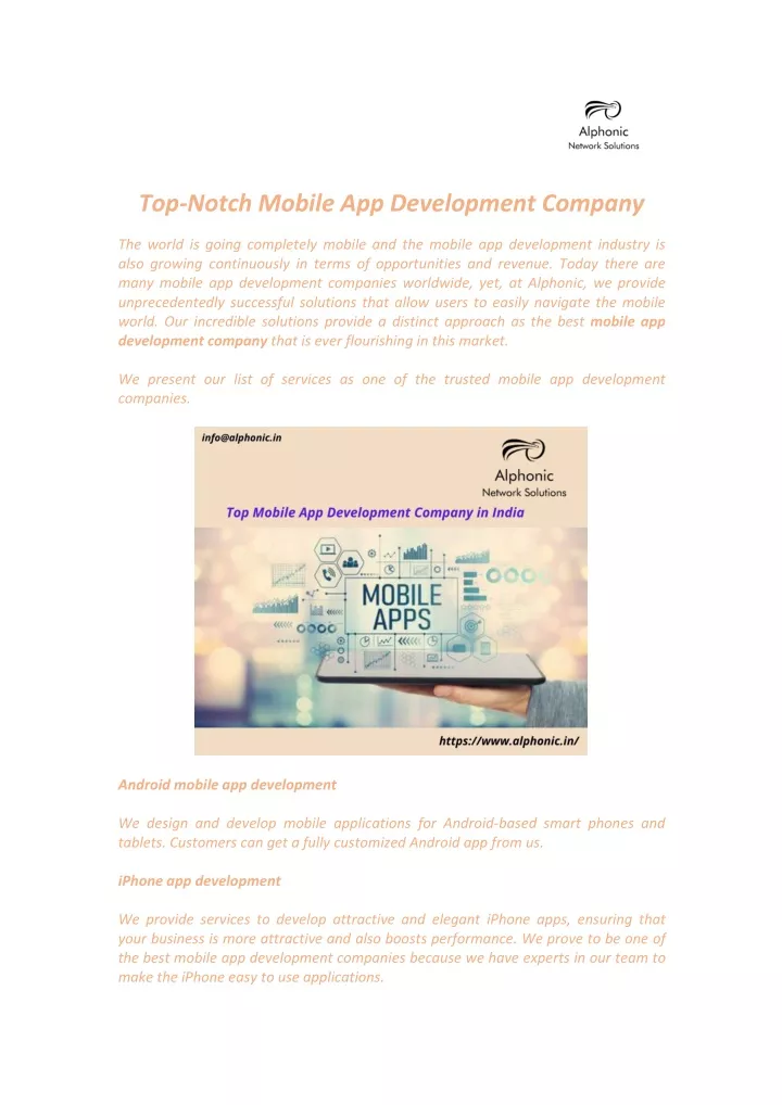 top notch mobile app development company