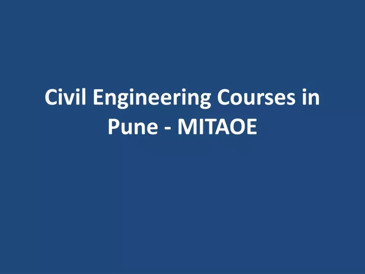 civil engineering courses in pune mitaoe