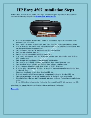 hp envy 4507 installation steps