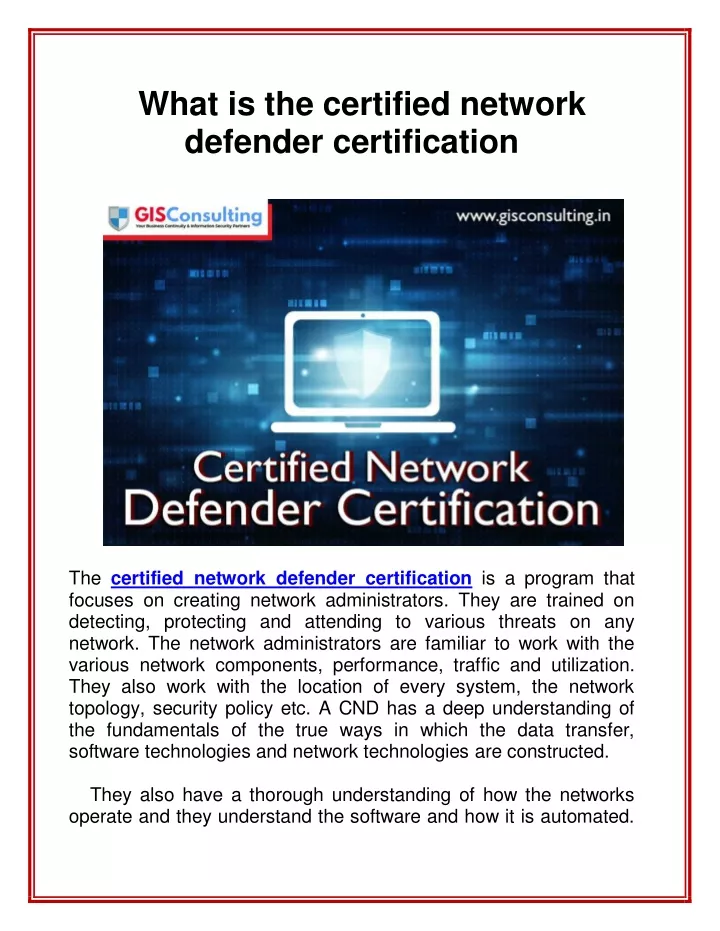 what is the certified network defender