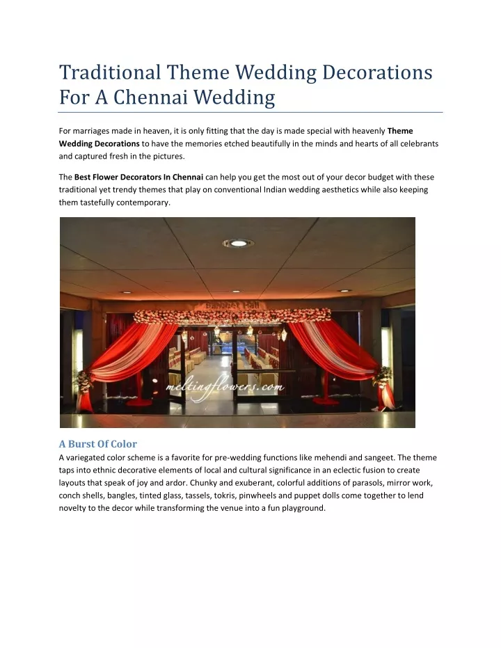 traditional theme wedding decorations
