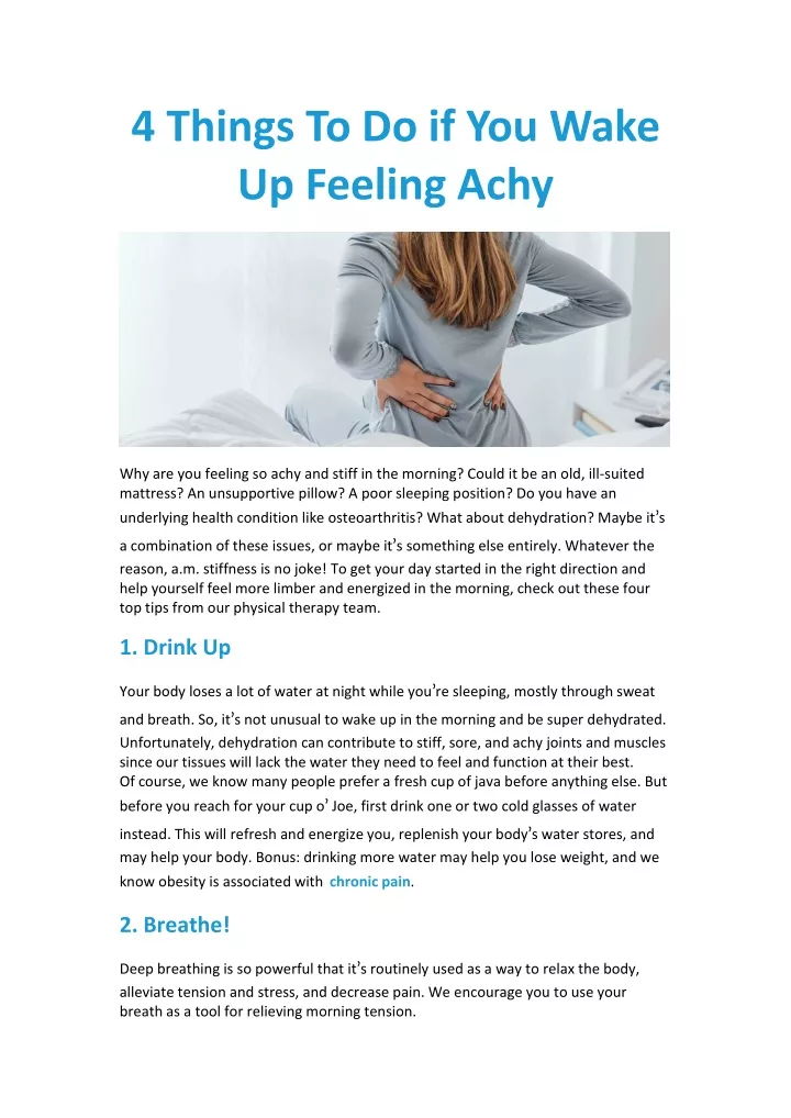 4 things to do if you wake up feeling achy