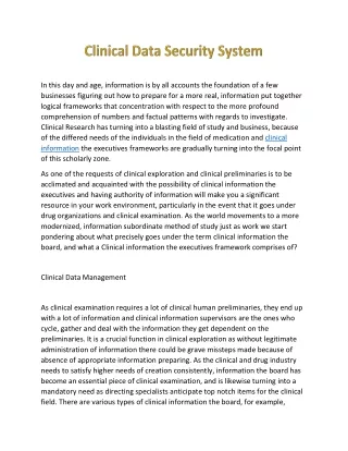 Clinical Data Security System