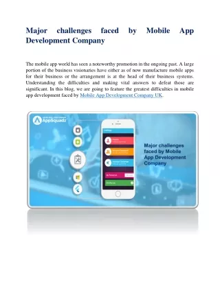 Major challenges faced by Mobile App Development Company