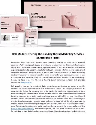 Bell-Models: Offering Outstanding Digital Marketing Services at Affordable Prices