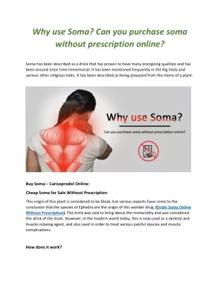 Why use Soma? Can you purchase soma without prescription online?