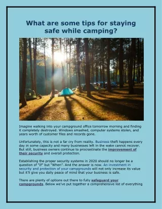 What are some tips for staying safe while camping?