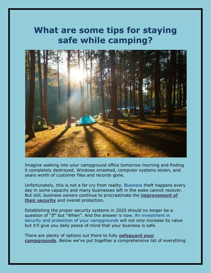 what are some tips for staying safe while camping