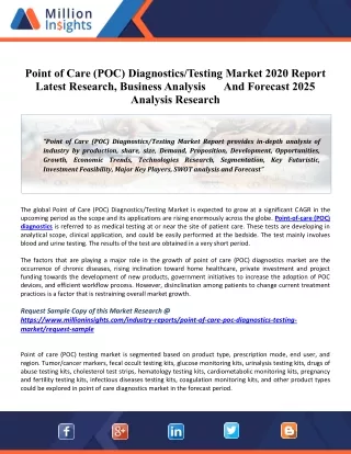 point of care poc diagnostics testing market 2020
