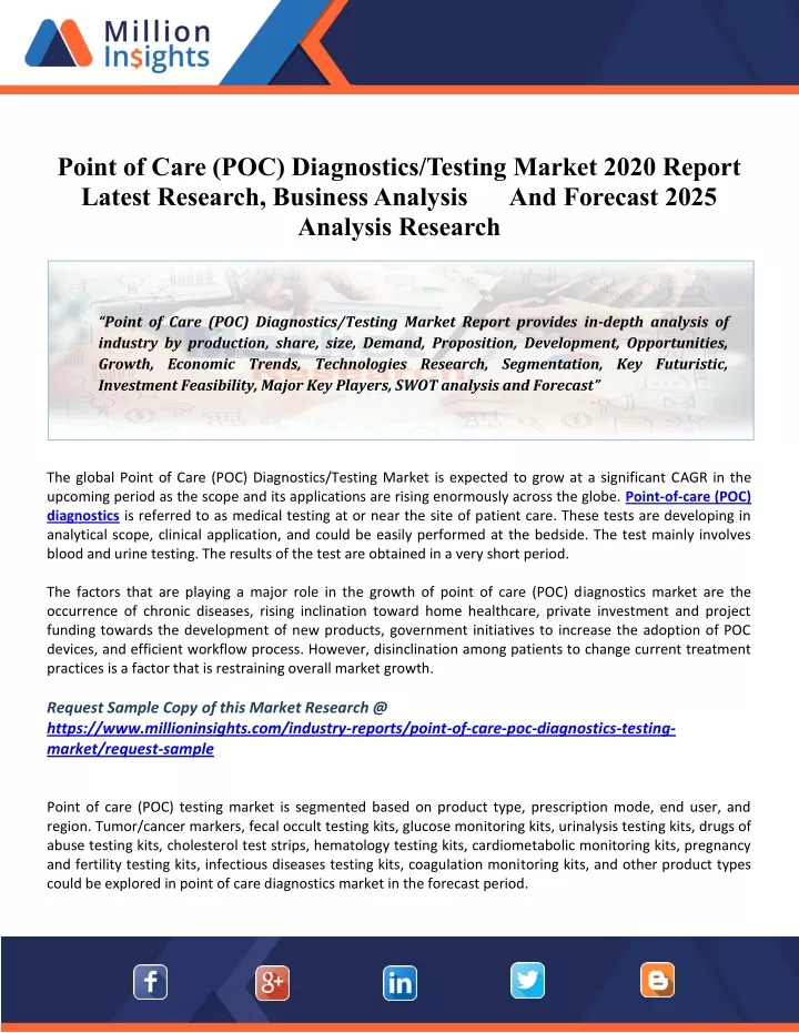 point of care poc diagnostics testing market 2020