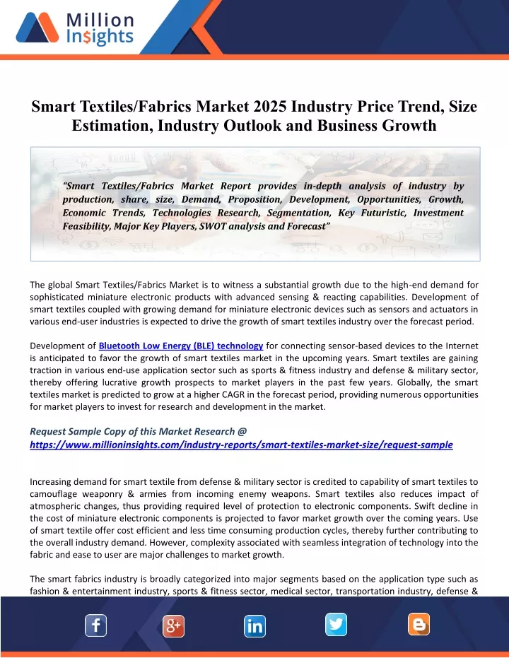 smart textiles fabrics market 2025 industry price