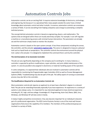 automation controls jobs