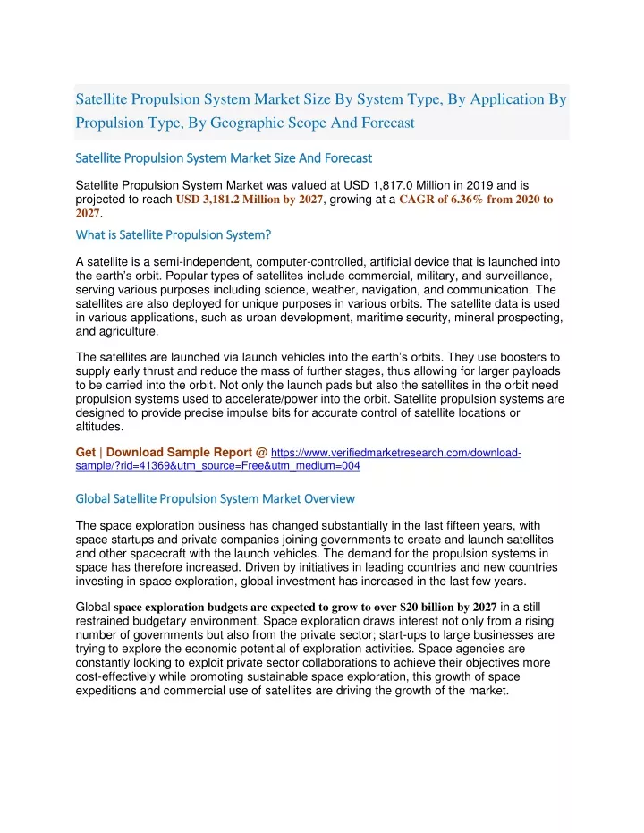 satellite propulsion system market size by system