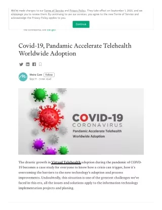 Covid-19, Pandamic Accelerate Telehealth Worldwide Adoption