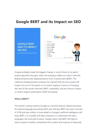 google bert and its impact on seo