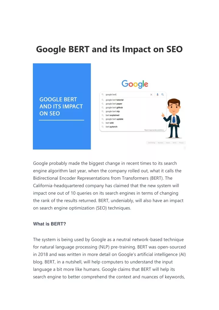 google bert and its impact on seo