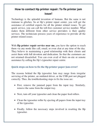 how to contact hp printer repair to fix printer
