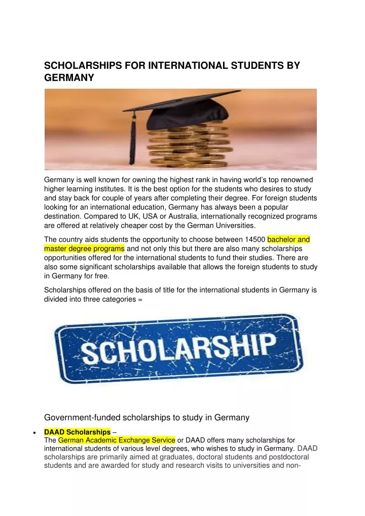 scholarships for international students by germany