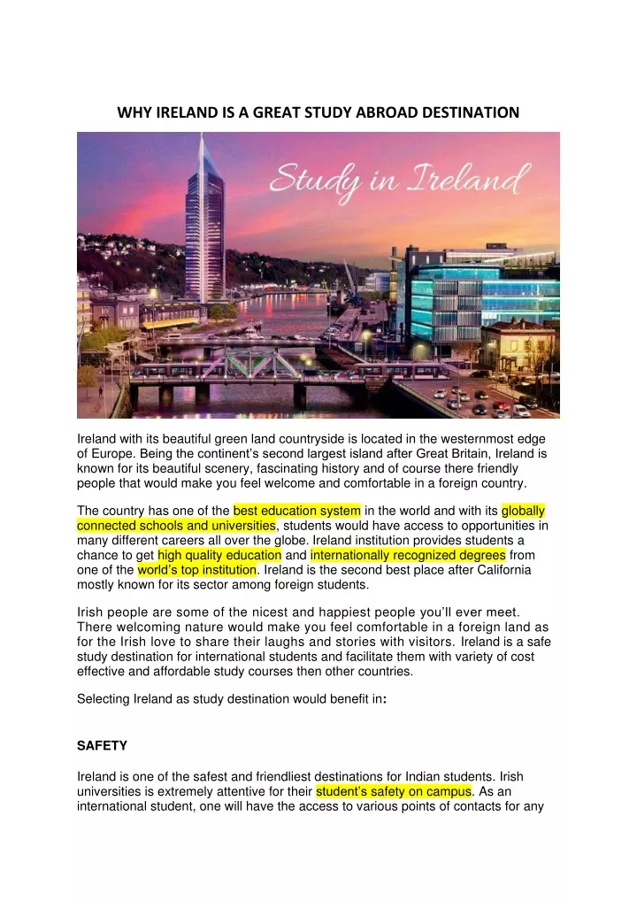 why ireland is a great study abroad destination