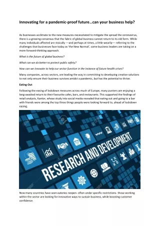 innovating for a pandemic proof future can your