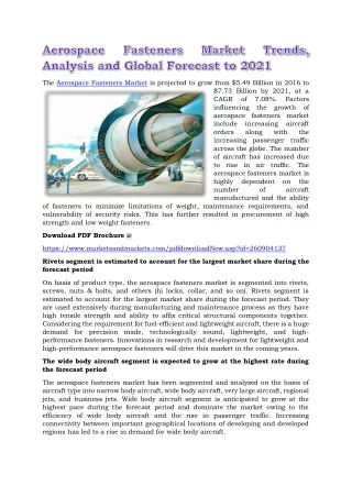 the aerospace fasteners market is projected