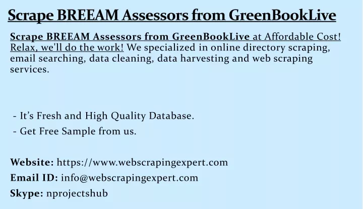 scrape breeam assessors from greenbooklive