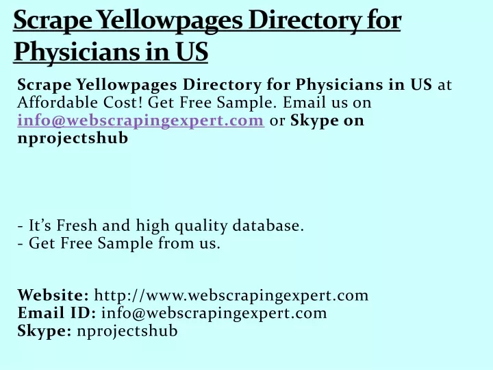 scrape yellowpages directory for physicians in us