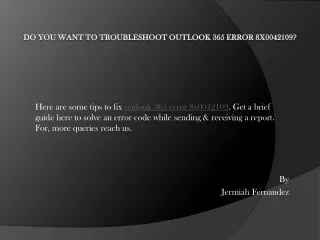 do you want to troubleshoot outlook 365 error 8x0042109