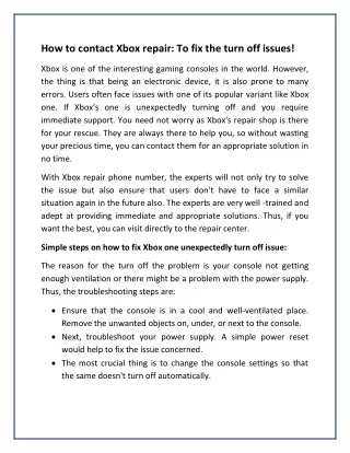 How to contact Xbox repair: To fix the turn off issues!
