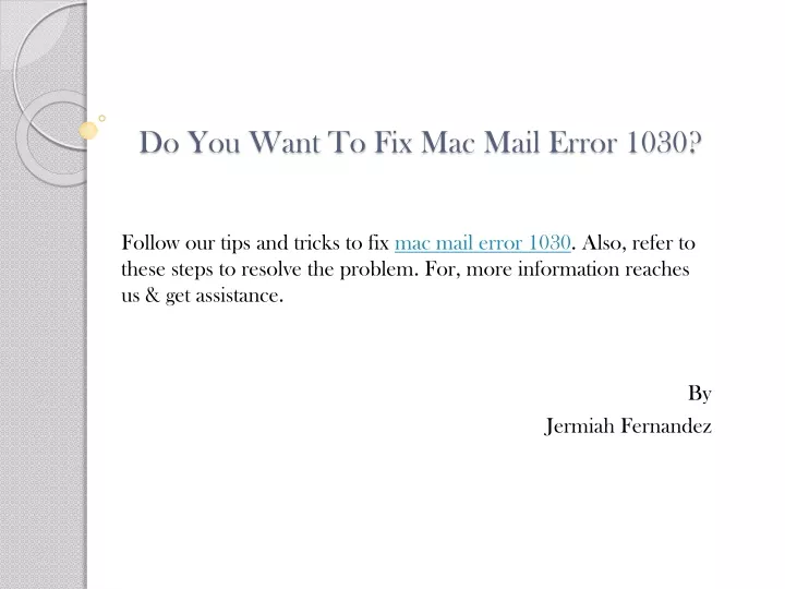 do you want to fix mac mail error 1030