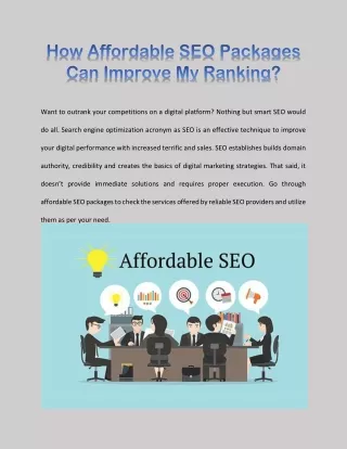 How Affordable SEO Packages Can Improve My Ranking?