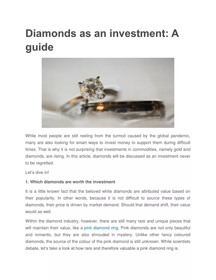 diamonds as an investment a guide