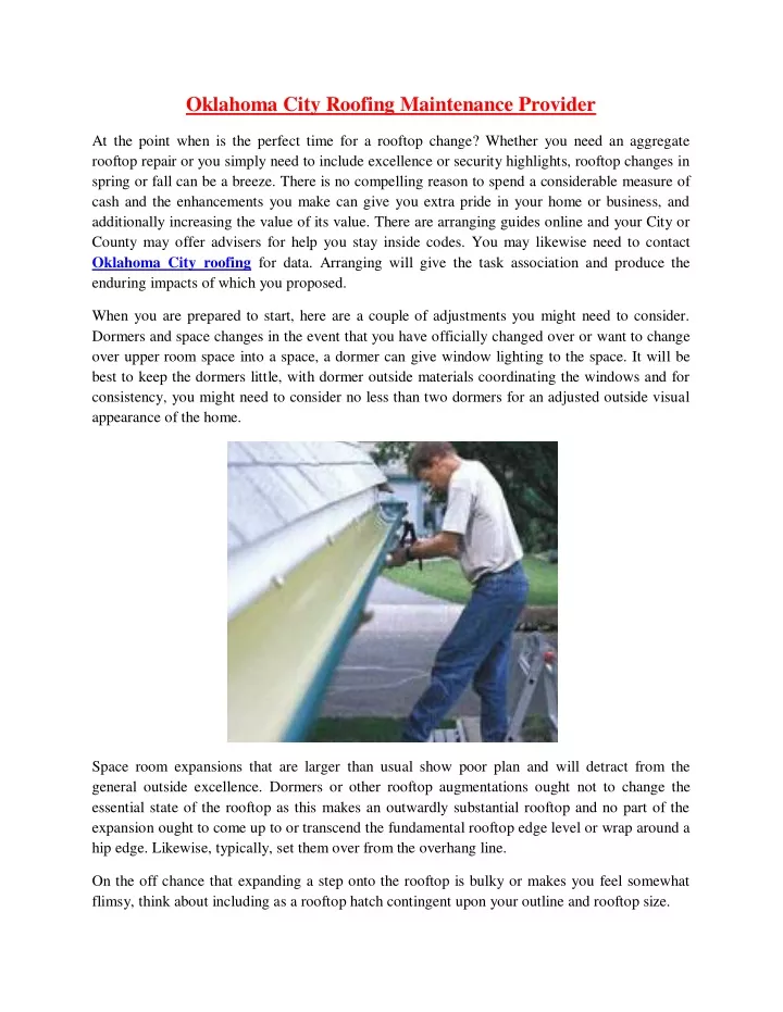 oklahoma city roofing maintenance provider