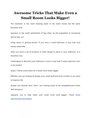 awesome tricks that make even a small room looks
