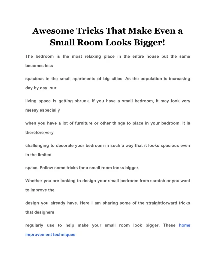 awesome tricks that make even a small room looks