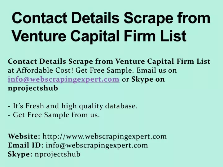 contact details scrape from venture capital firm list