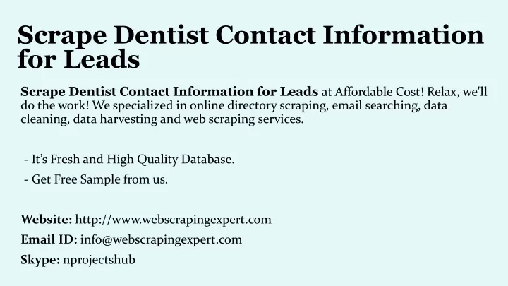 scrape dentist contact information for leads