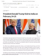 President Donald Trump Visit to India on February 24-25
