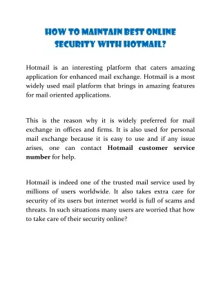 How to maintain best online security with hotmail?