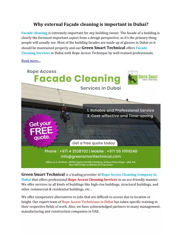 why external fa ade cleaning is important in dubai