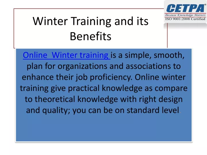 winter training and its benefits