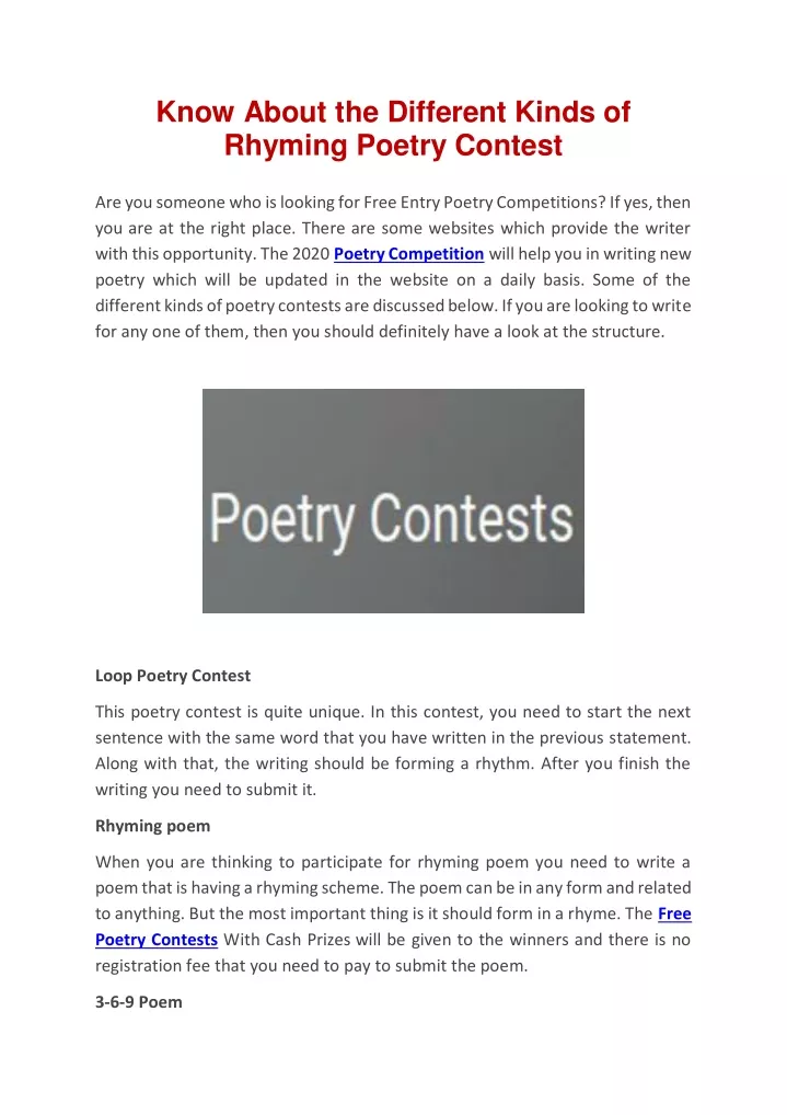 know about the different kinds of rhyming poetry