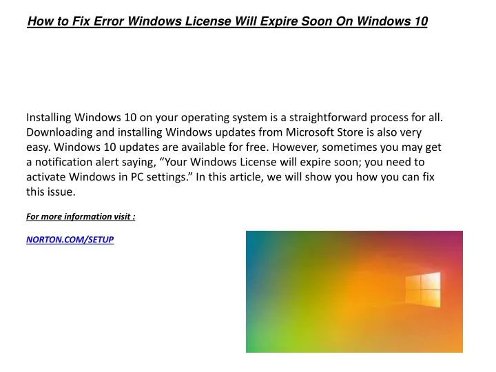 how to fix error windows license will expire soon