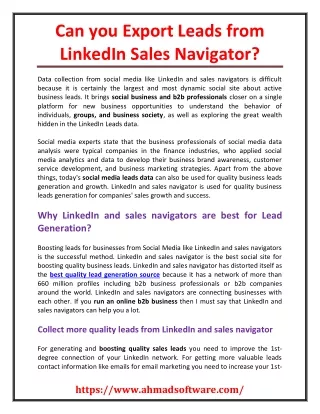 can you export leads from linkedin sales navigator