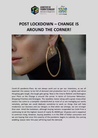 POST LOCKDOWN - CHANGE IS AROUND THE CORNER!